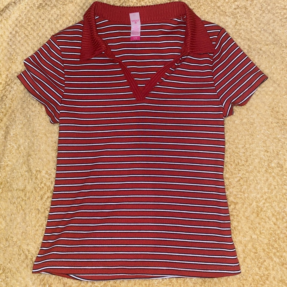 striped collared top